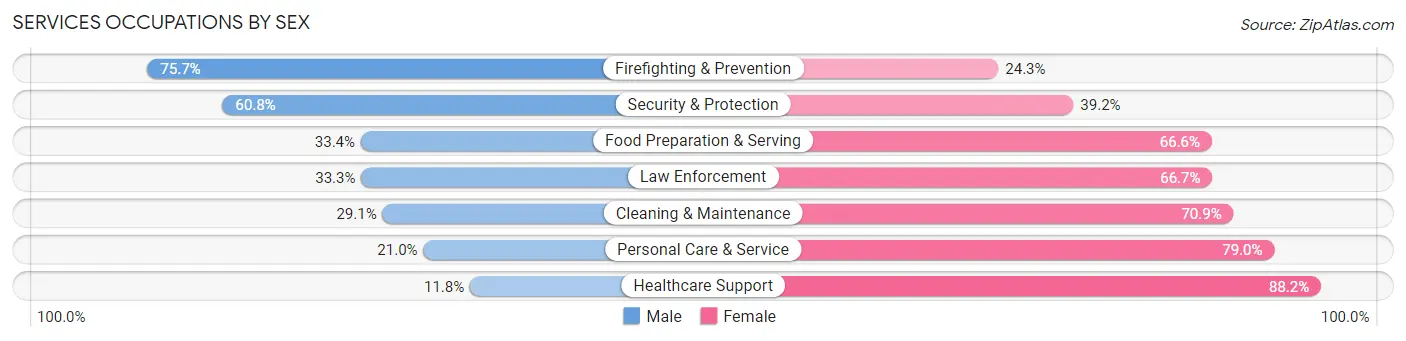 Services Occupations by Sex in Brook Park