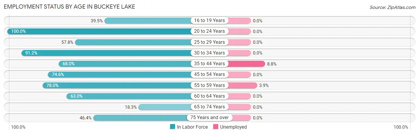 Employment Status by Age in Buckeye Lake
