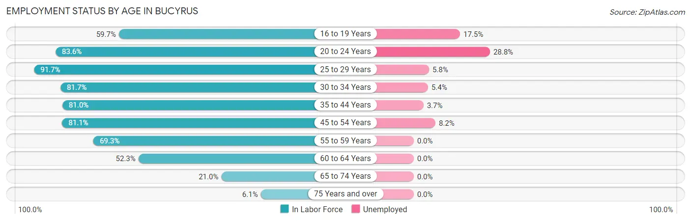 Employment Status by Age in Bucyrus