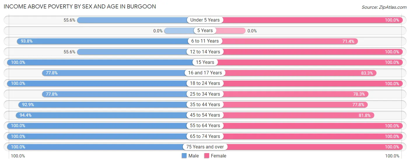 Income Above Poverty by Sex and Age in Burgoon