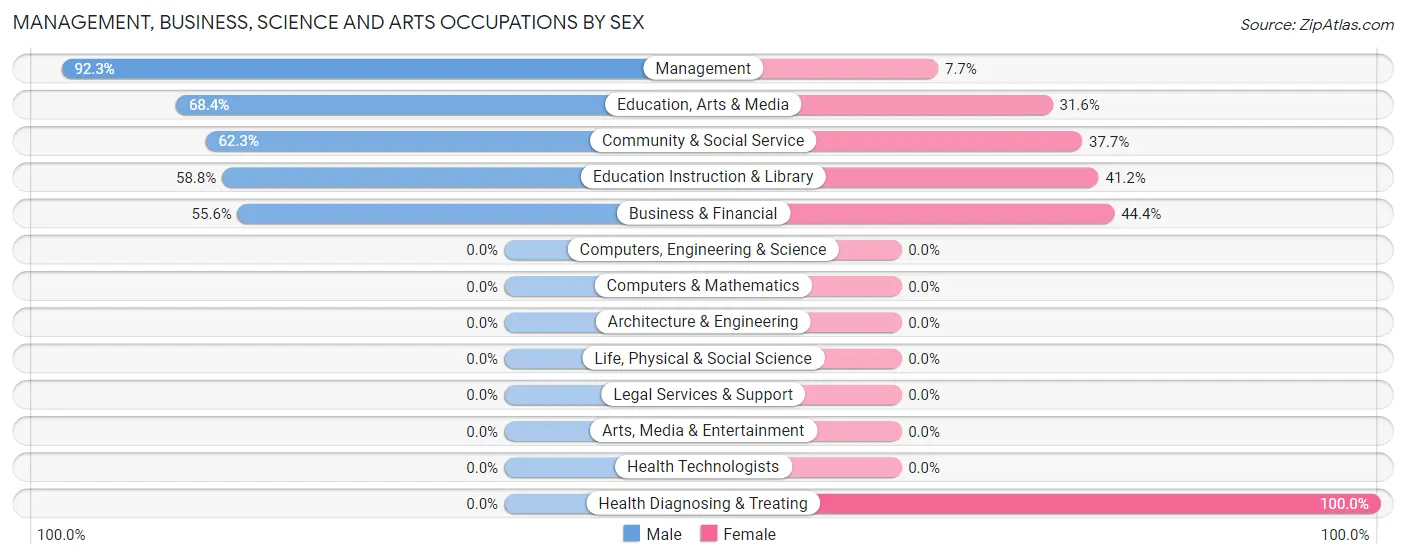 Management, Business, Science and Arts Occupations by Sex in Byesville