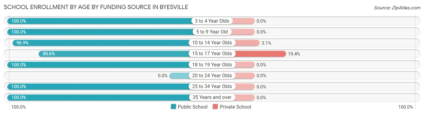 School Enrollment by Age by Funding Source in Byesville