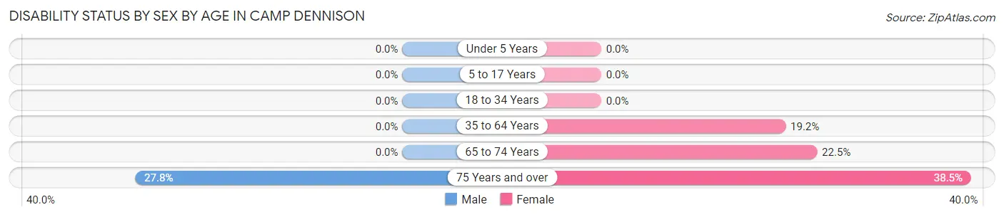 Disability Status by Sex by Age in Camp Dennison
