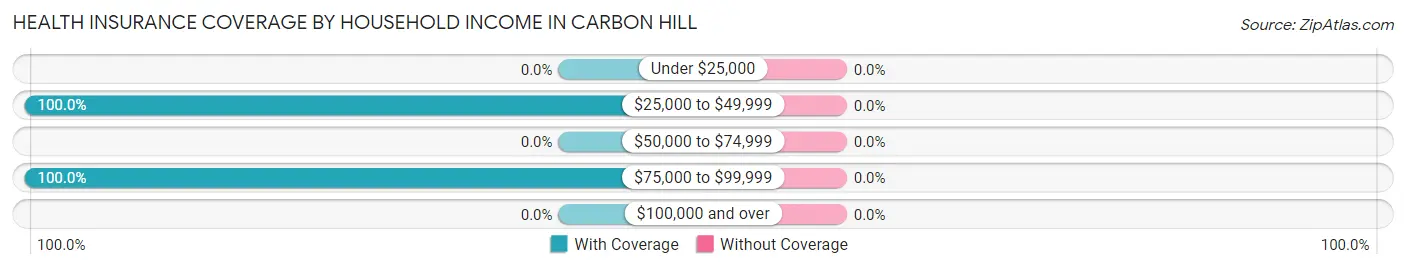 Health Insurance Coverage by Household Income in Carbon Hill