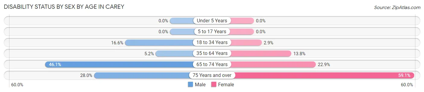 Disability Status by Sex by Age in Carey