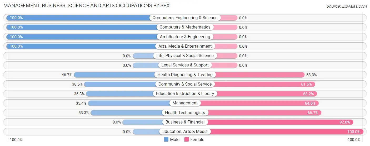Management, Business, Science and Arts Occupations by Sex in Chippewa Lake