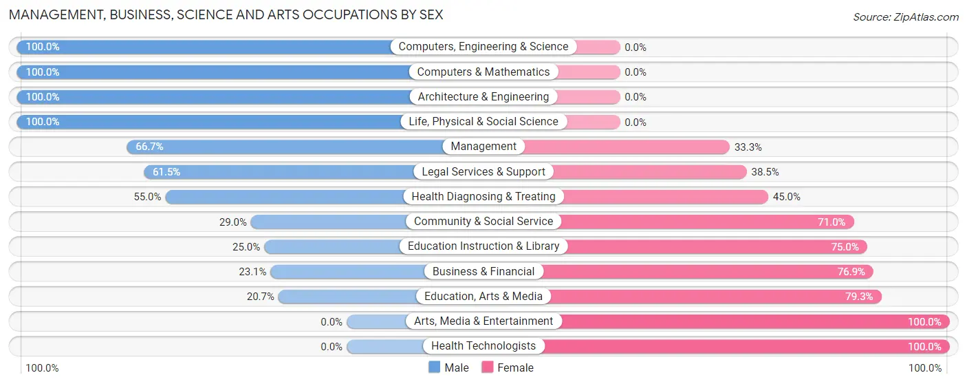Management, Business, Science and Arts Occupations by Sex in Craig Beach