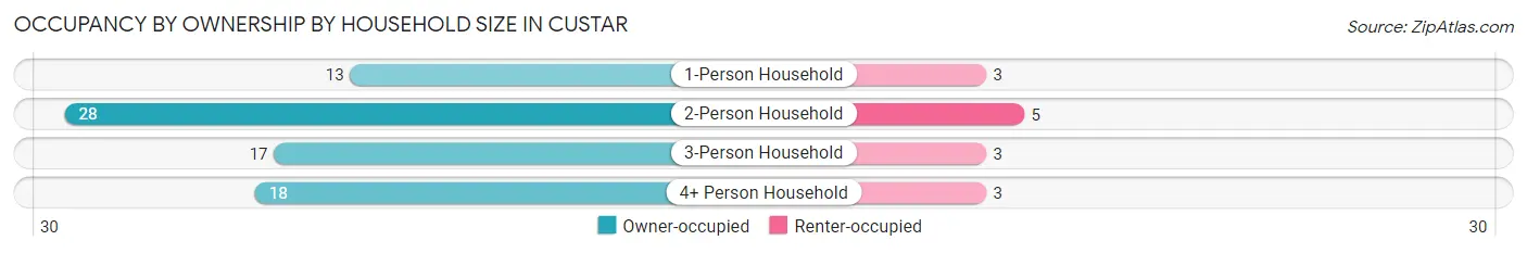 Occupancy by Ownership by Household Size in Custar