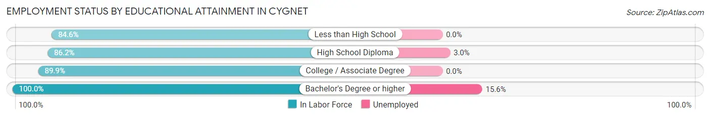 Employment Status by Educational Attainment in Cygnet