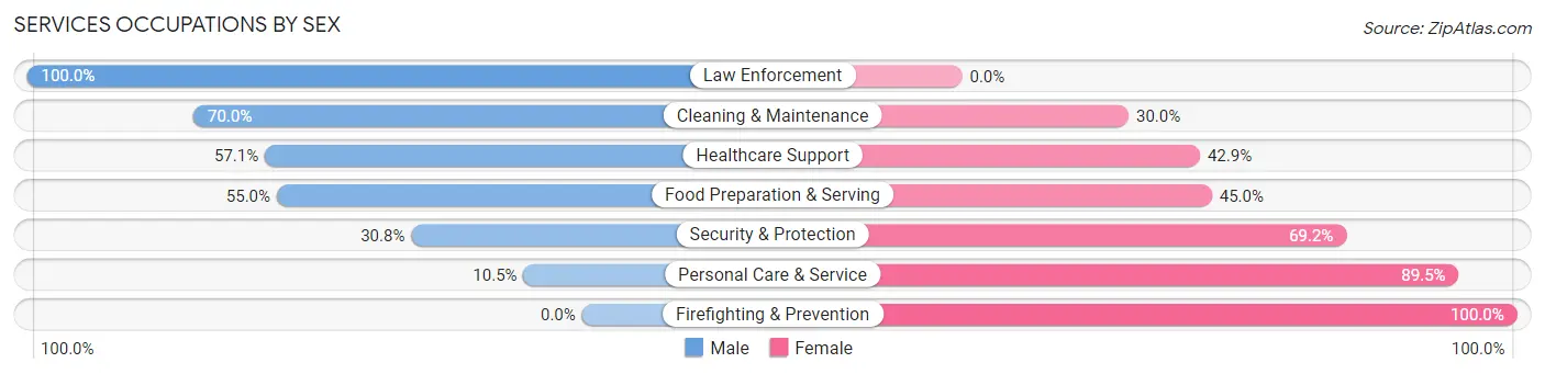 Services Occupations by Sex in De Graff