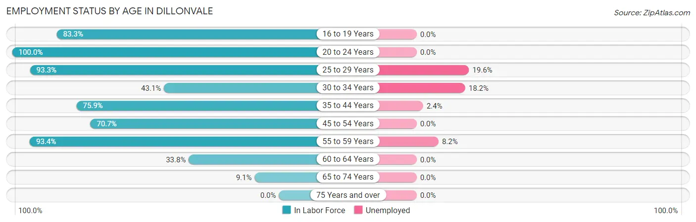 Employment Status by Age in Dillonvale