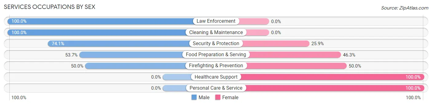 Services Occupations by Sex in Doylestown