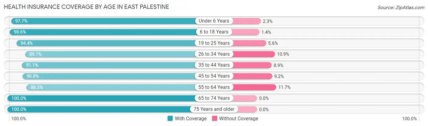 Health Insurance Coverage by Age in East Palestine