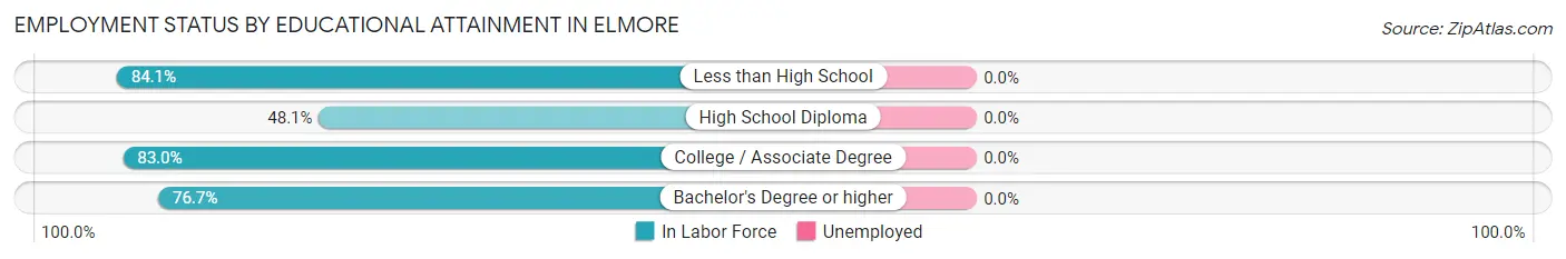 Employment Status by Educational Attainment in Elmore