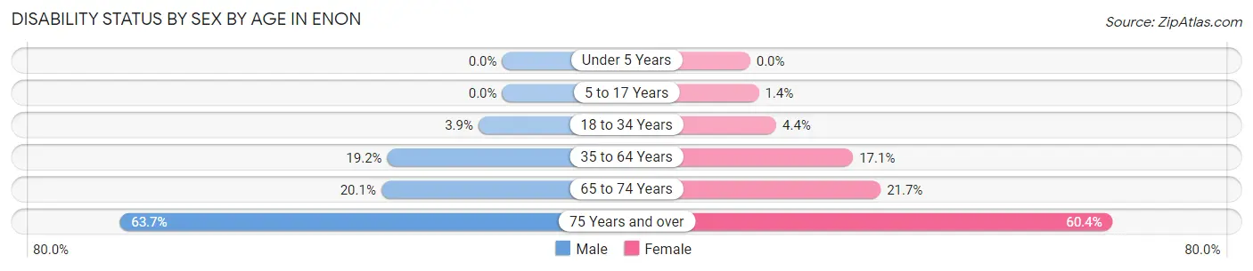 Disability Status by Sex by Age in Enon