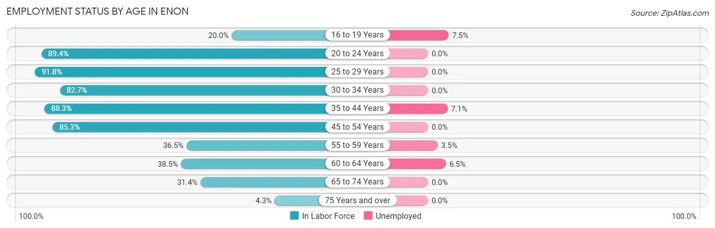 Employment Status by Age in Enon