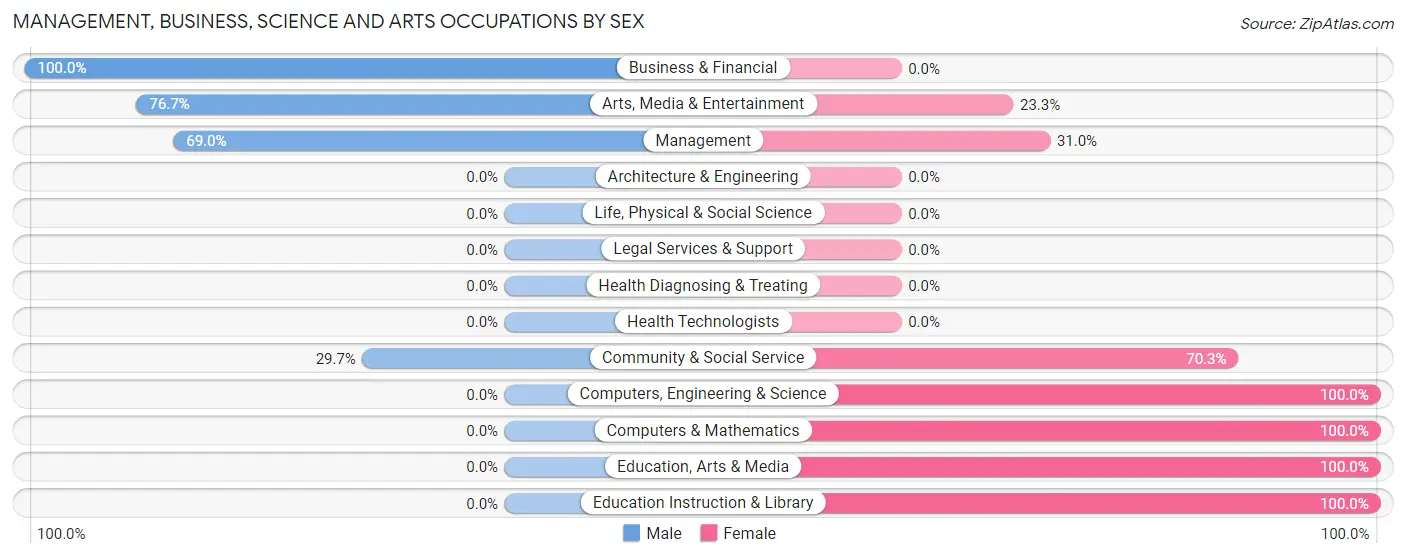 Management, Business, Science and Arts Occupations by Sex in Etna