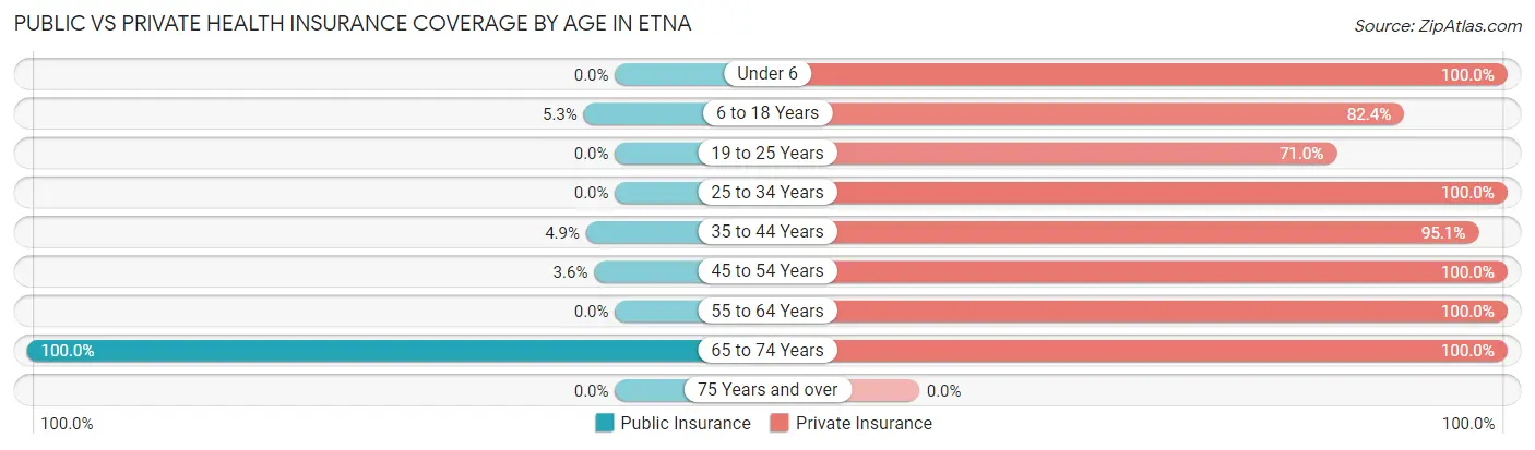 Public vs Private Health Insurance Coverage by Age in Etna