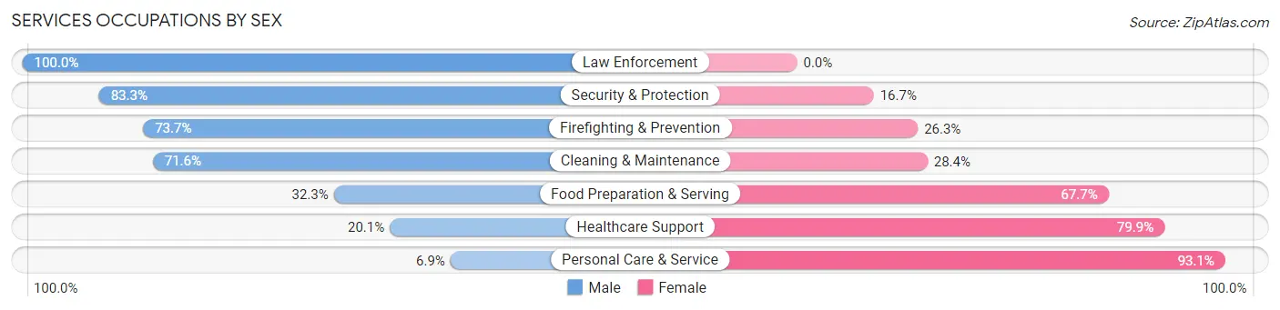 Services Occupations by Sex in Fairborn