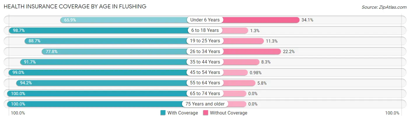 Health Insurance Coverage by Age in Flushing