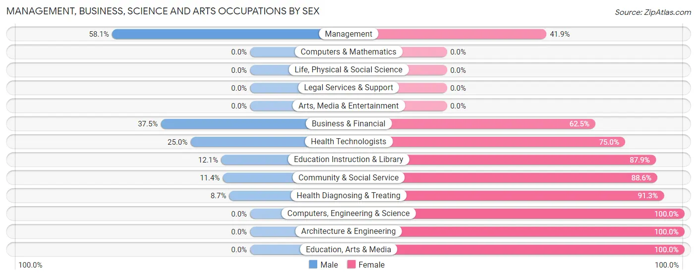 Management, Business, Science and Arts Occupations by Sex in Flushing