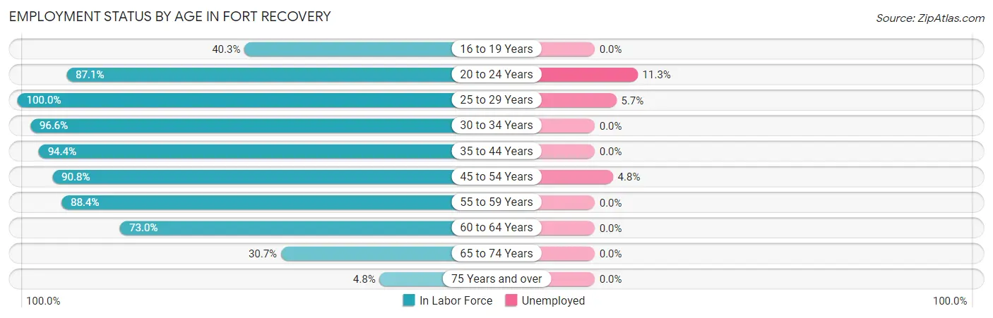 Employment Status by Age in Fort Recovery