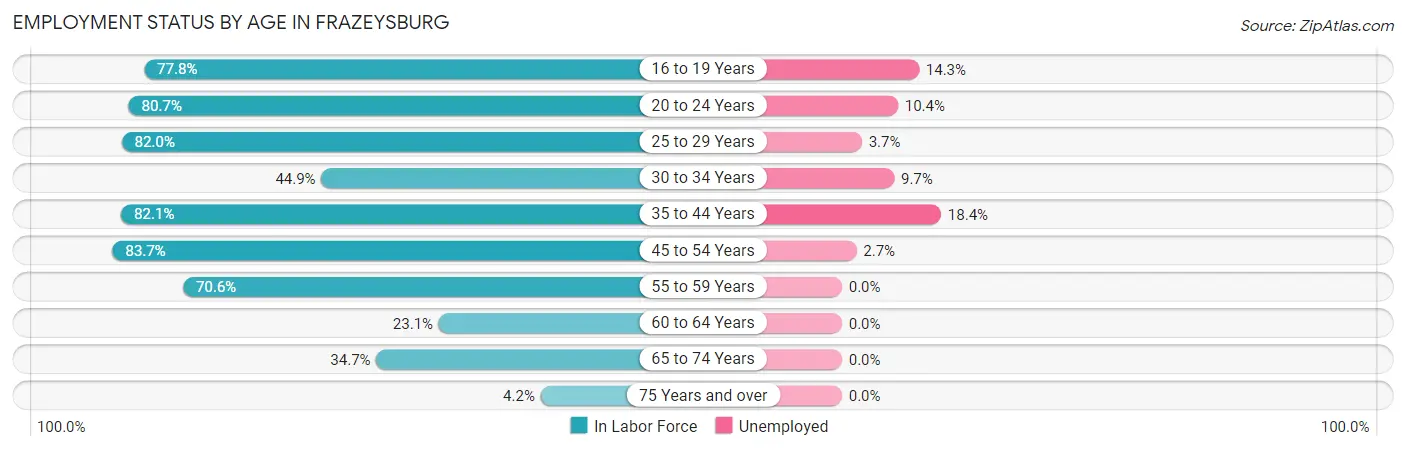Employment Status by Age in Frazeysburg
