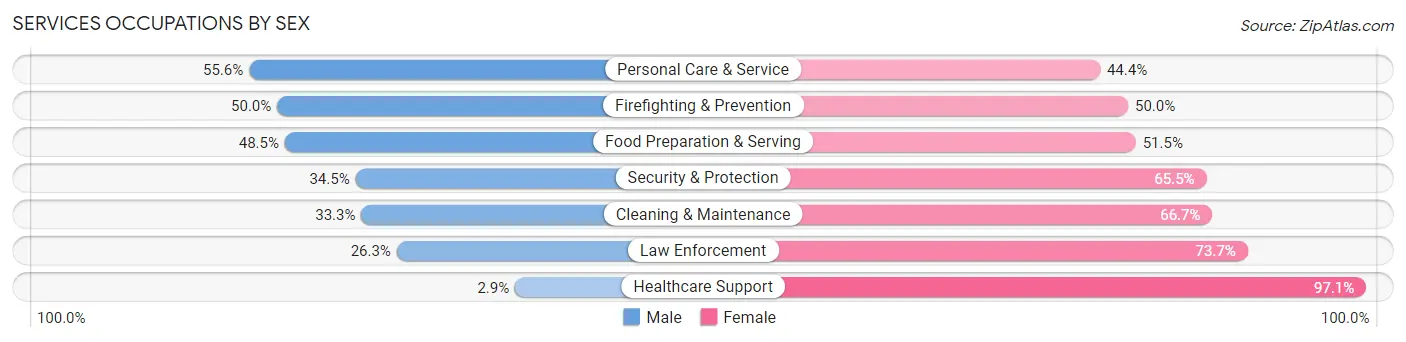 Services Occupations by Sex in Garrettsville