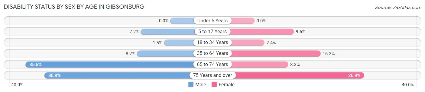 Disability Status by Sex by Age in Gibsonburg