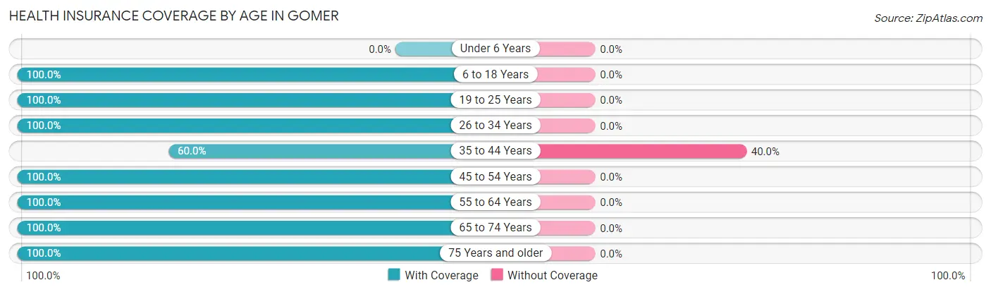 Health Insurance Coverage by Age in Gomer