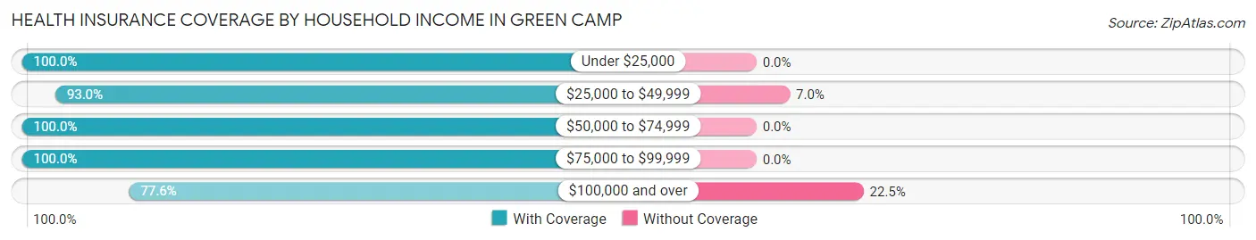Health Insurance Coverage by Household Income in Green Camp