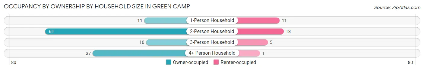 Occupancy by Ownership by Household Size in Green Camp