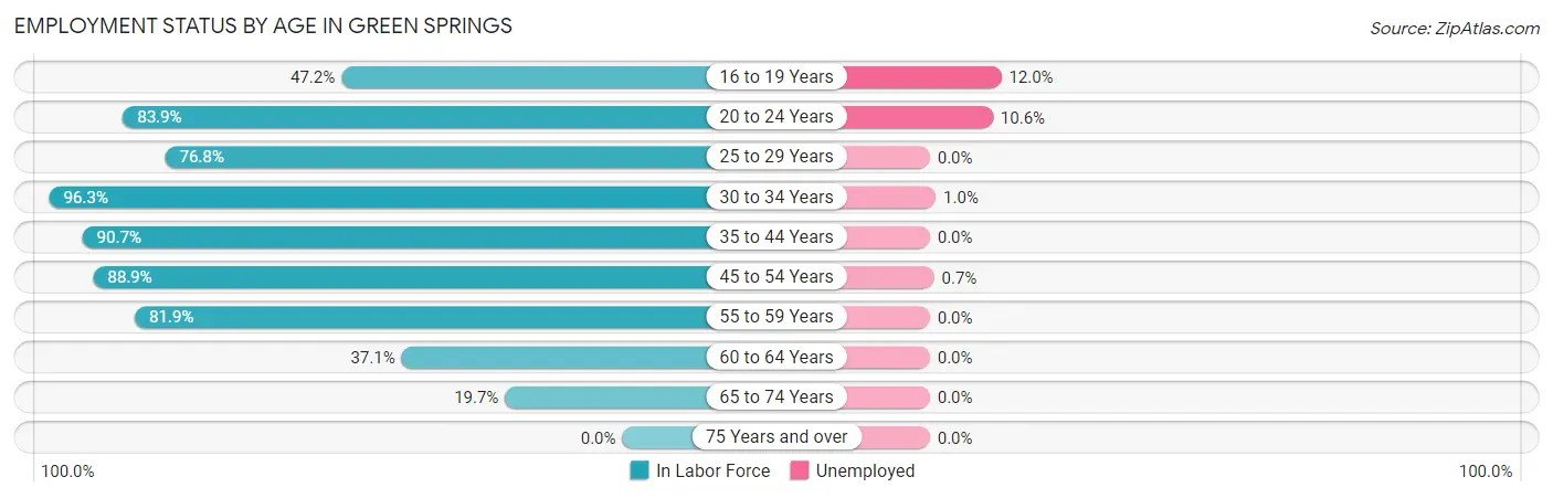 Employment Status by Age in Green Springs