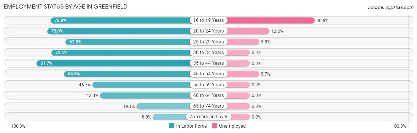 Employment Status by Age in Greenfield