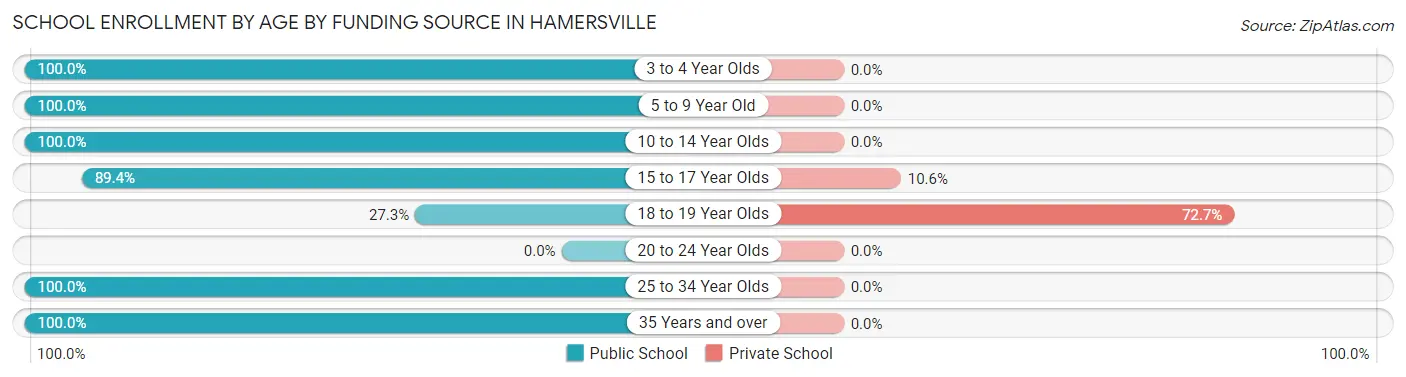 School Enrollment by Age by Funding Source in Hamersville