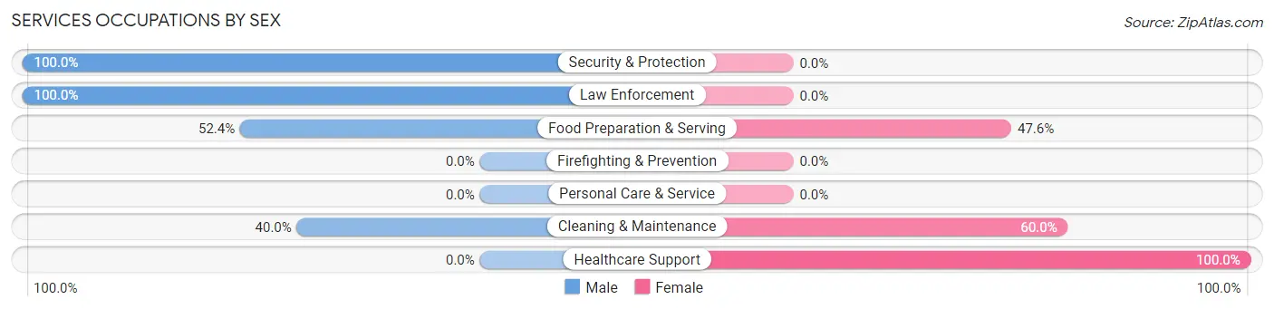 Services Occupations by Sex in Hayesville