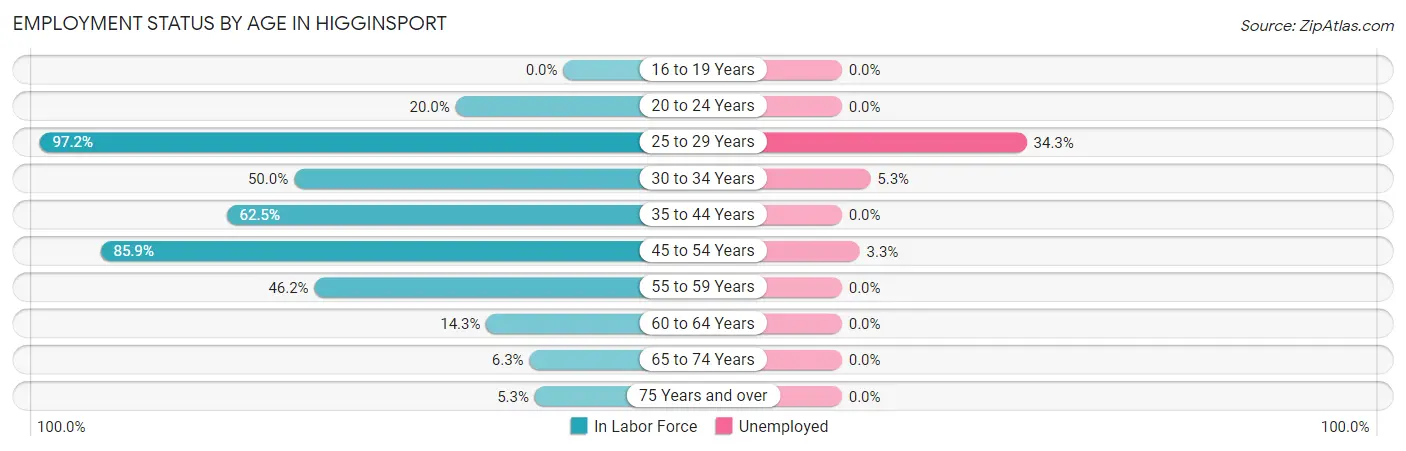 Employment Status by Age in Higginsport