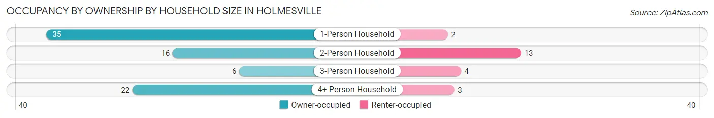 Occupancy by Ownership by Household Size in Holmesville