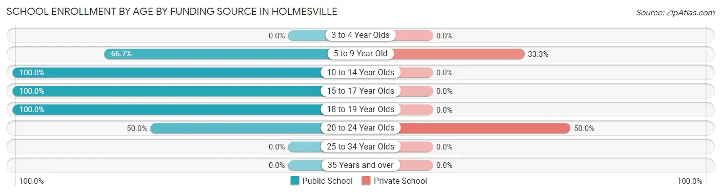 School Enrollment by Age by Funding Source in Holmesville
