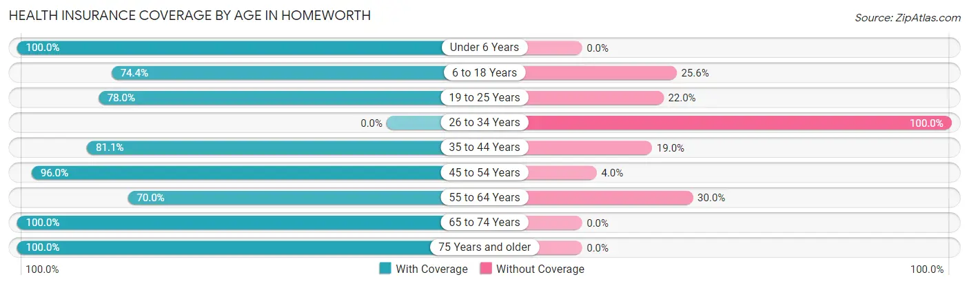 Health Insurance Coverage by Age in Homeworth