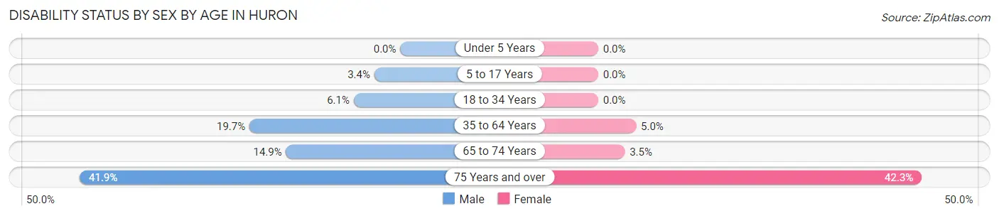 Disability Status by Sex by Age in Huron