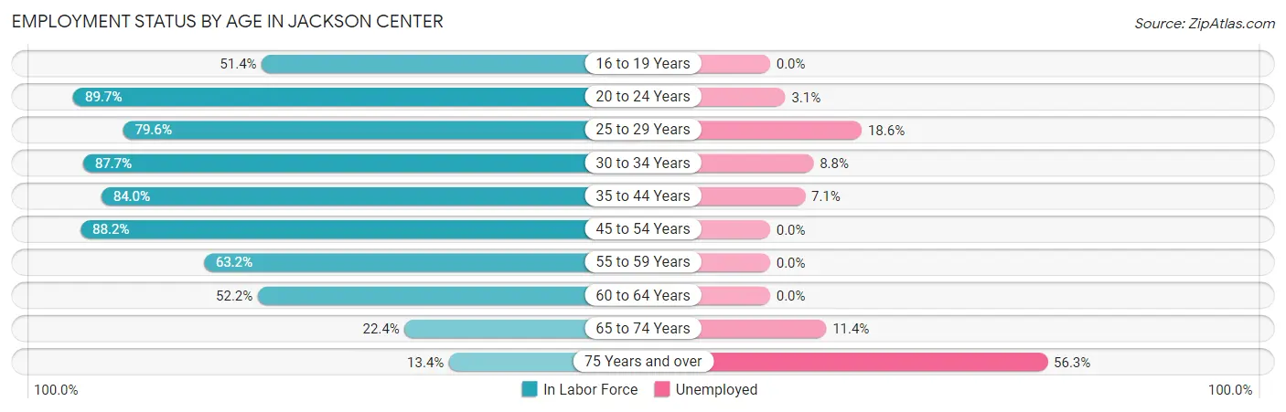 Employment Status by Age in Jackson Center
