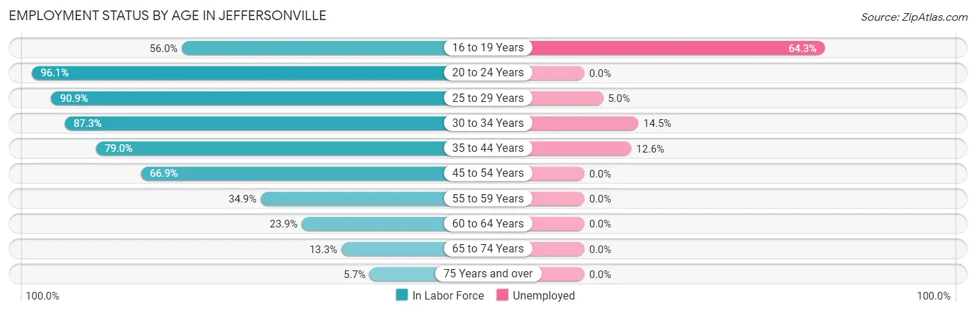 Employment Status by Age in Jeffersonville