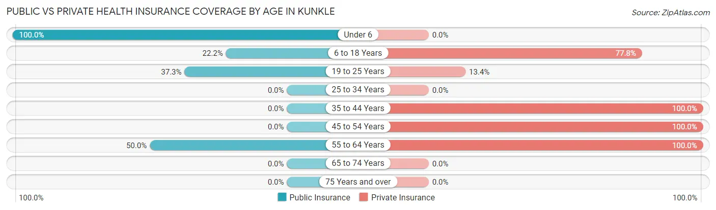 Public vs Private Health Insurance Coverage by Age in Kunkle