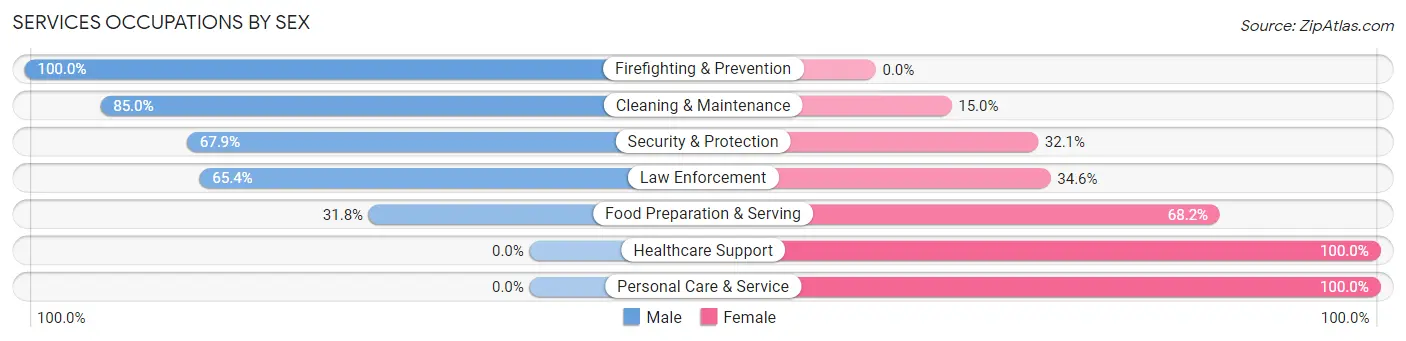 Services Occupations by Sex in La Rue