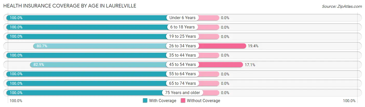 Health Insurance Coverage by Age in Laurelville