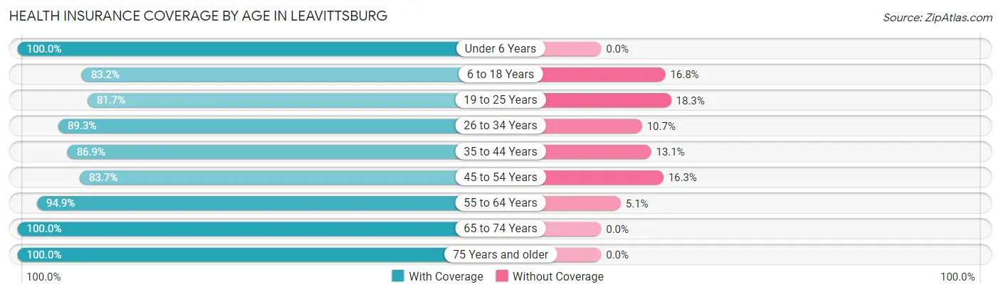 Health Insurance Coverage by Age in Leavittsburg