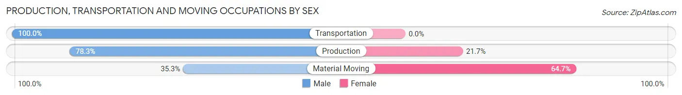 Production, Transportation and Moving Occupations by Sex in Lindsey