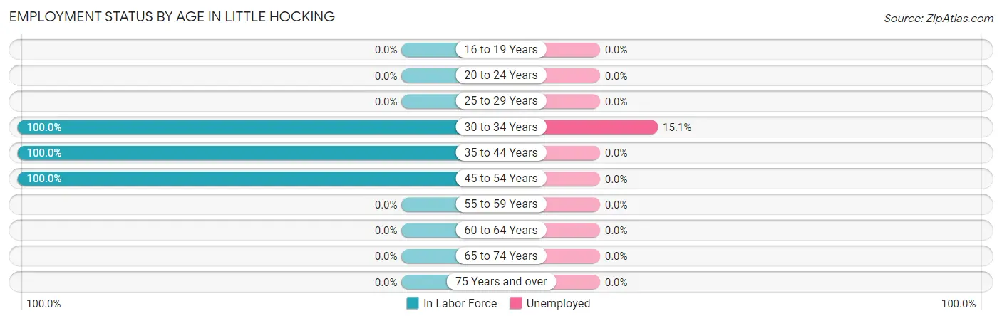 Employment Status by Age in Little Hocking