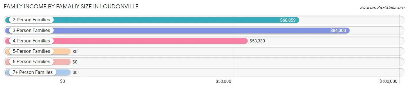 Family Income by Famaliy Size in Loudonville